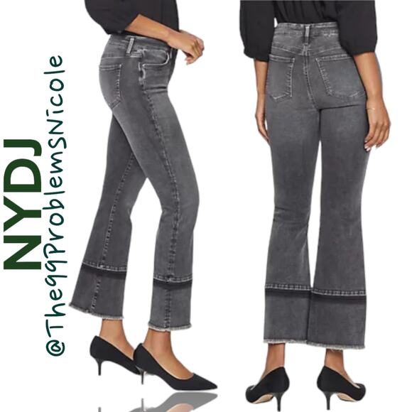 NYDJ Fiona Slim Flare Jeans with Fray Hem in Nobelle - Picture 1 of 8